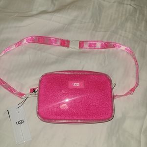 Hot pink fuzzy UGG purse